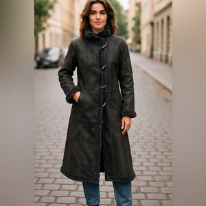 Cindy Spolek Vintage Suede Fur lined Long Coat w/ Matching hat